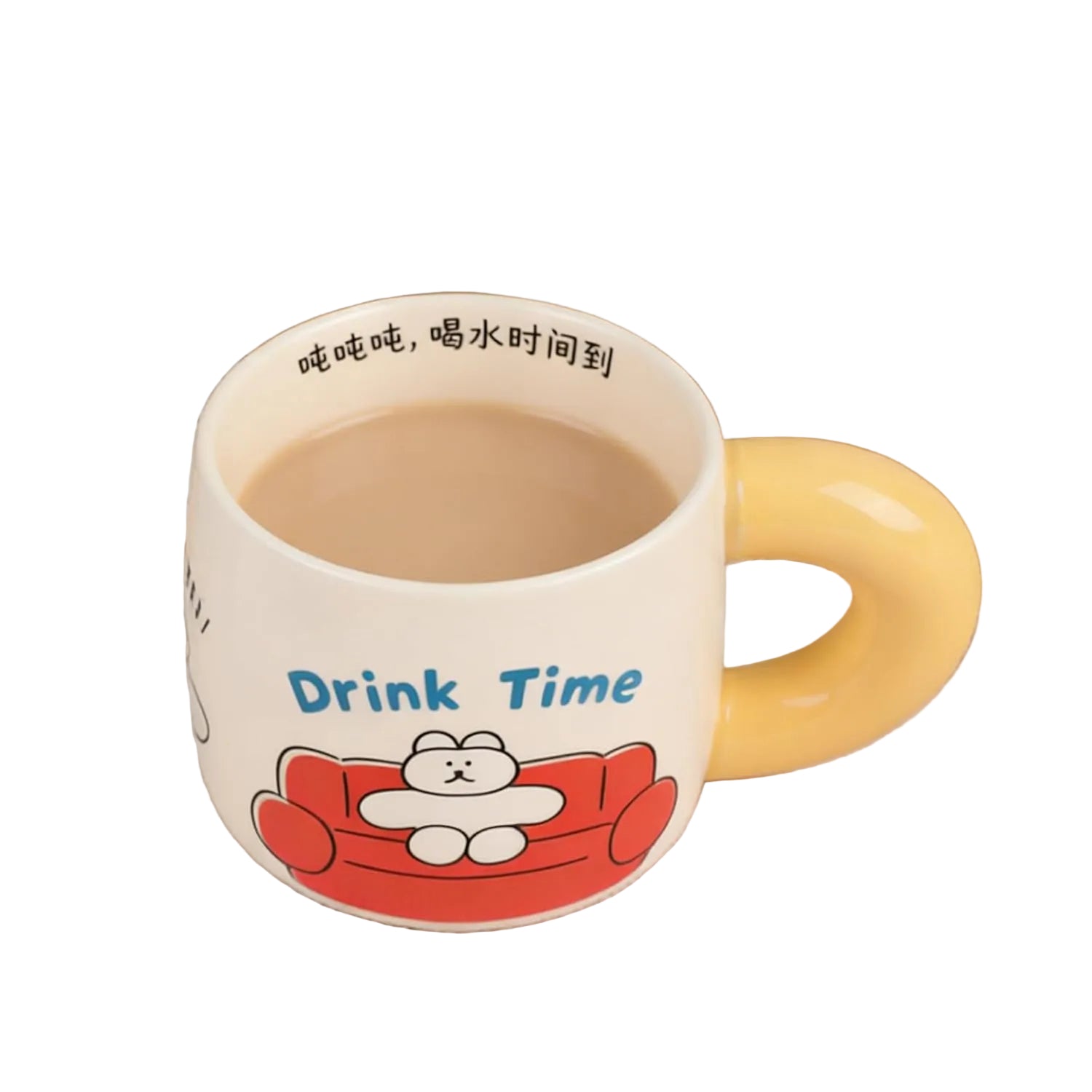 Keramik-Kaffeetasse 460 ml mit Henkel und Motiv-Aufklebern